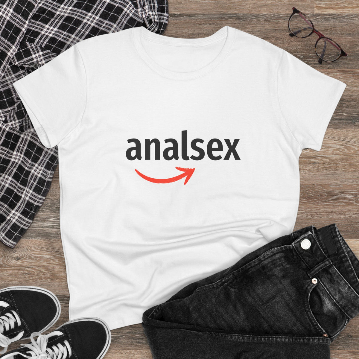 Provocative Graphic Tee — "analsex" Arrow Logo Women's T-Shirt
