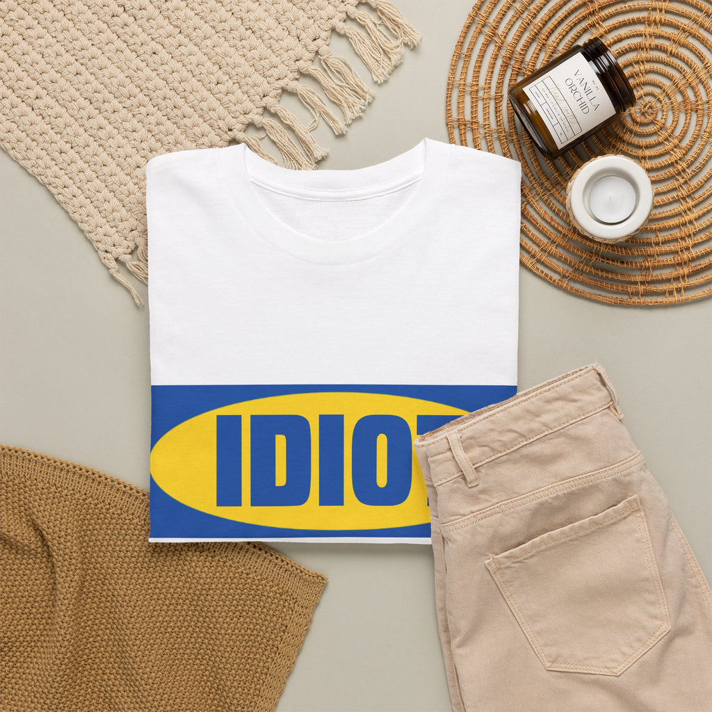 IDiot Logo Tee — Funny Parody Graphic T‑Shirt (Yellow & Blue)