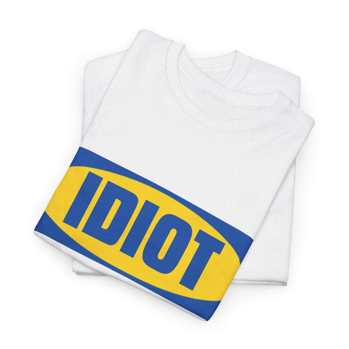 IDiot Logo Tee — Funny Parody Graphic T‑Shirt (Yellow & Blue)