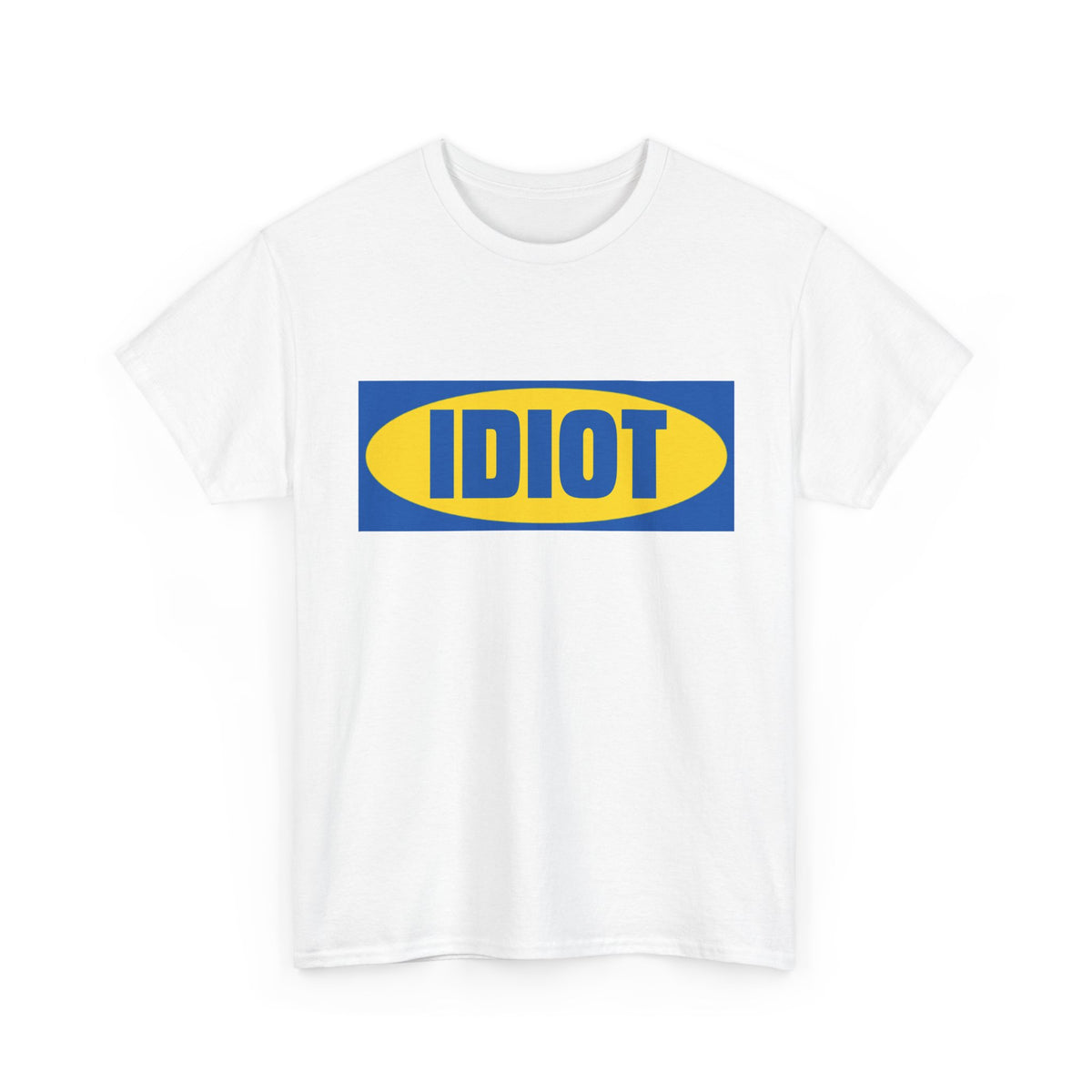 IDiot Logo Tee — Funny Parody Graphic T‑Shirt (Yellow & Blue)